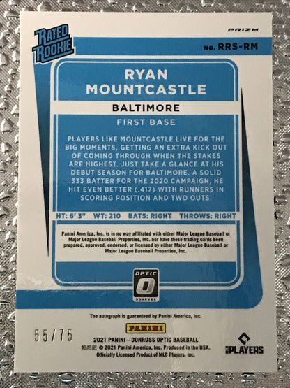 Ryan Mountcastle 2021 Panini Donruss Optic Blue Rated Rookie RC Auto /75  **