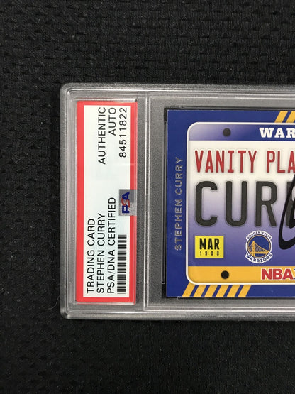 Stephen Curry Panini NBA Hoops #16 Vanity Plates On Card  Auto PSA