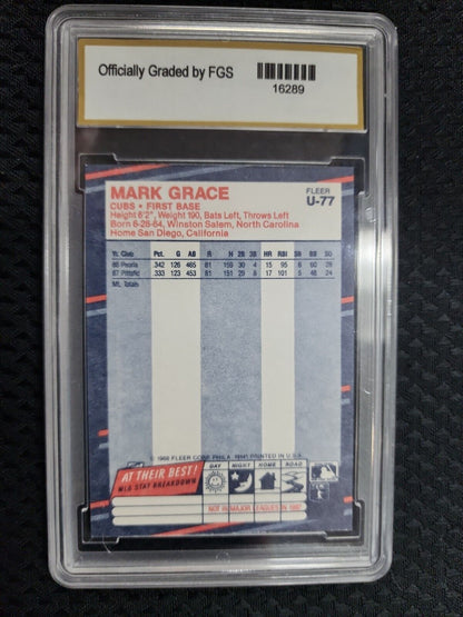 MARK GRACE 1988 Fleer Update ROOKIE Card #U-77 Graded SPA 10 GEM MT Cubs