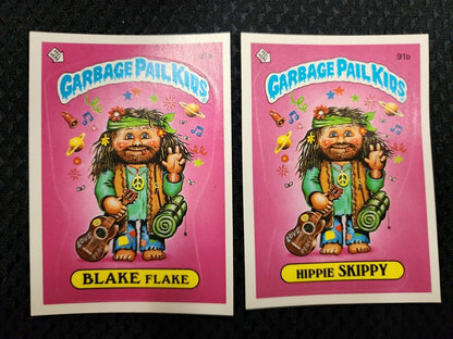 1986 Topps Garbage Pail Kids Gpk Series 3 Blake Flake 91A & Hippie Skippy 91B
