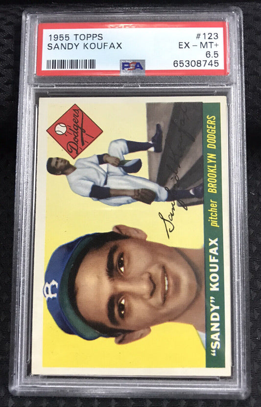 1955 Topps Sandy Koufax Rookie #123 PSA 6.5 + CLEAN 📈