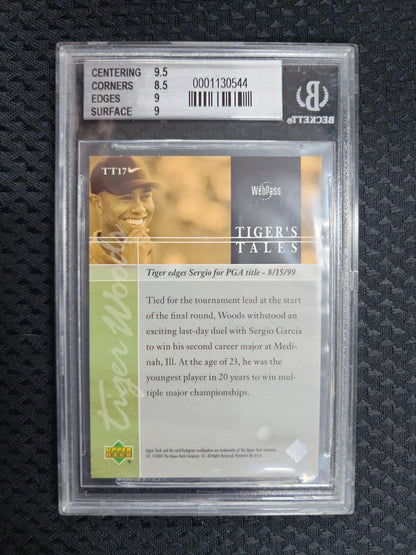 2001 Upper Deck Golf #TT17 Tiger Woods BGS 9 Mint RC Rookie Tiger’s Tales