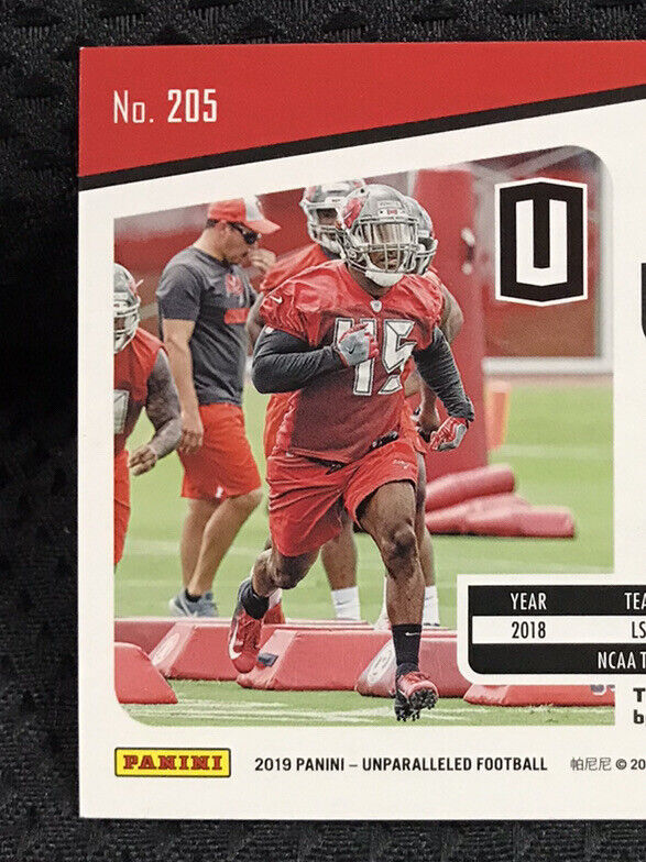 Devin White 2019 Unparalleled RC Auto Tampa Bay Buccaneers Autograph