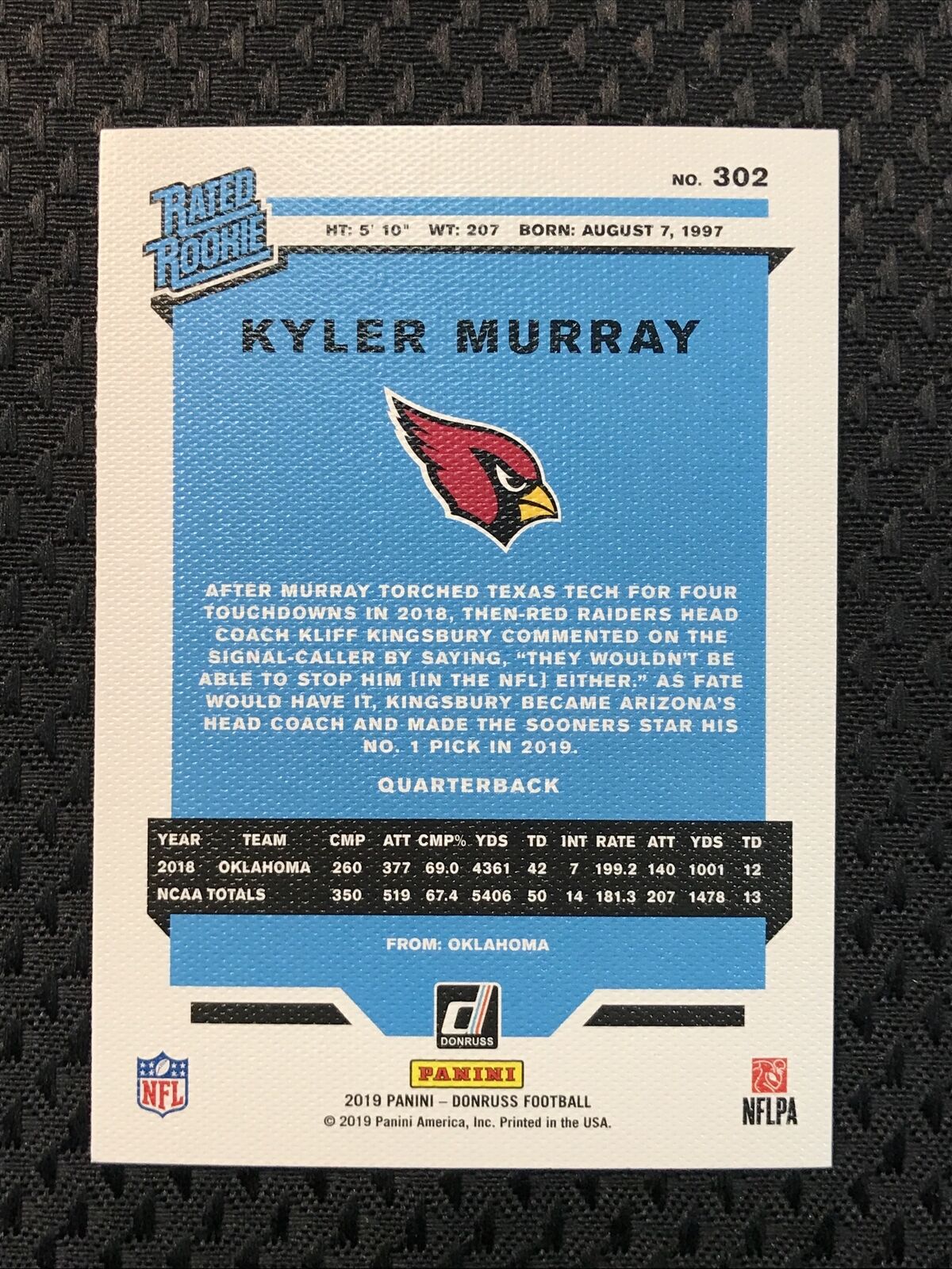 2019 Donruss Kyler Murray Canvas Rated Rookie RC #302 Cardinals