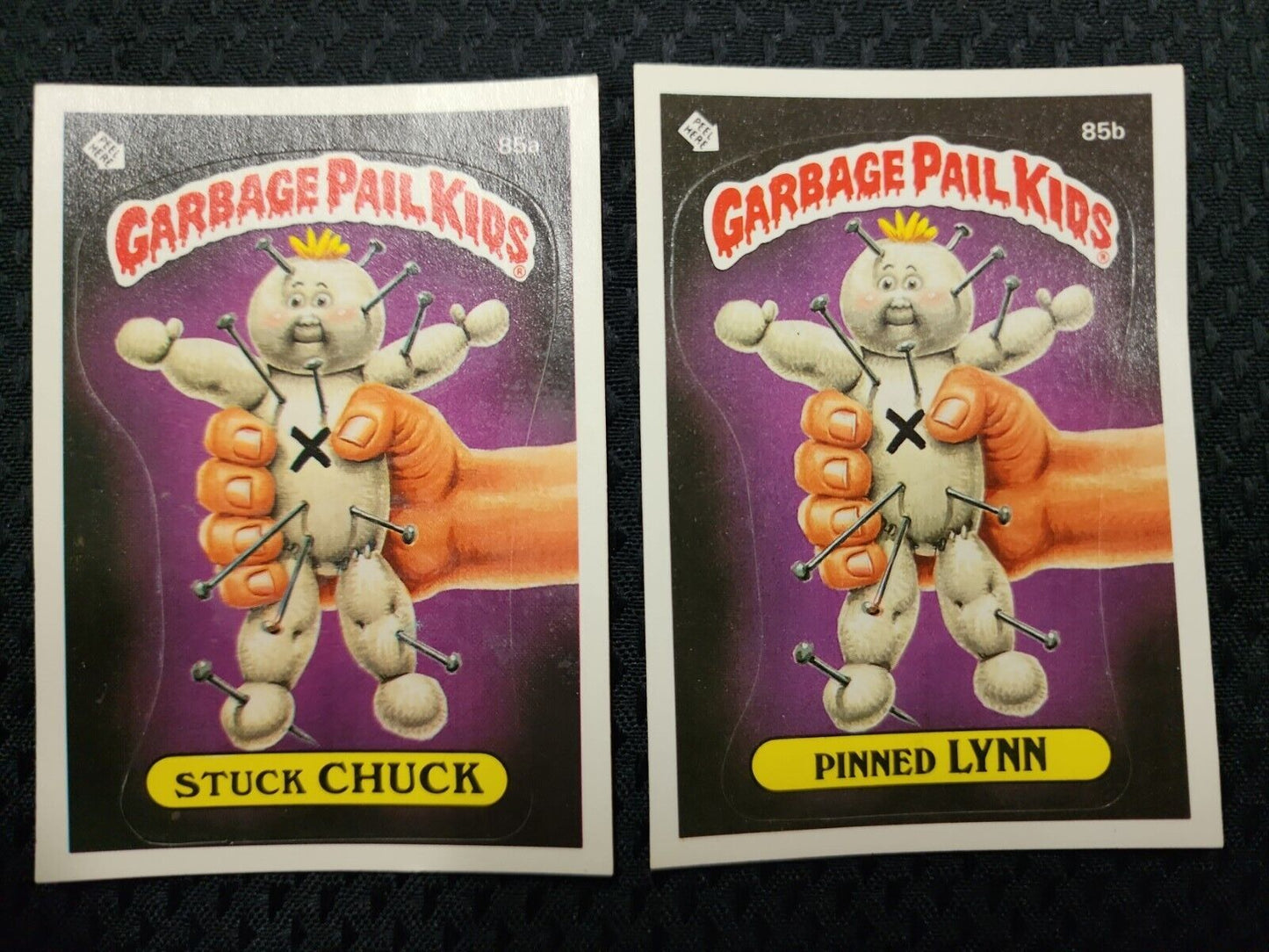 1986 Topps Garbage Pail Kids Series 3 STUCK CHUCK 85a & PINNED LYNN 85b GPK