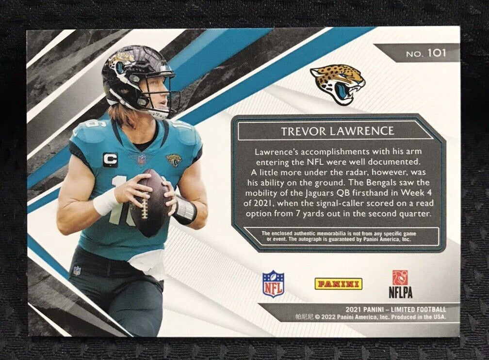 Trevor Lawrence ROOKIE PATCH AUTO RPA #/99 2021 Panini Limited #101 Jaguars