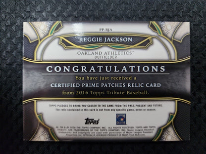 Reggie Jackson 2016 Topps Tribute Certified Prime Patches Relic #'d/25