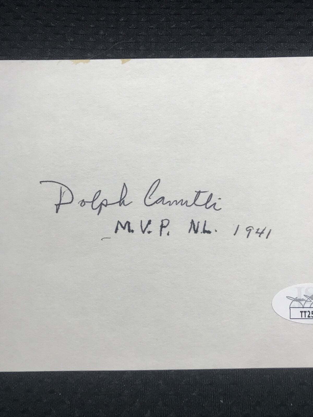 Dolph Louis Camilli 1907-1997 Signed 3x5 Baseball Index Card with JSA COA