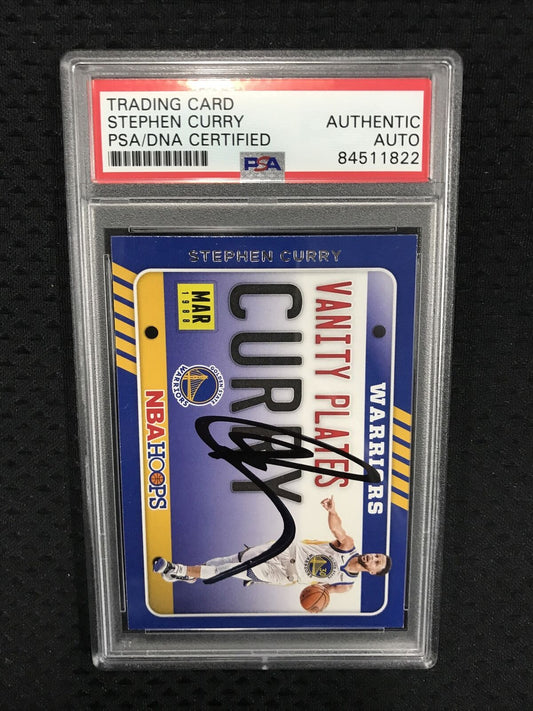 Stephen Curry Panini NBA Hoops #16 Vanity Plates On Card  Auto PSA