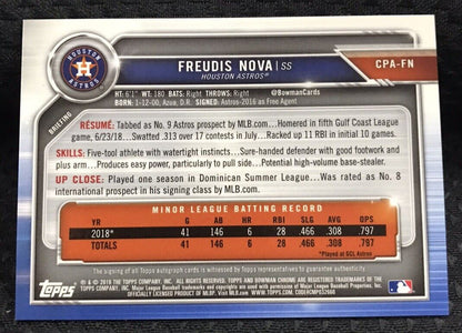 2019 Bowman Chrome 1st Freudis Nova Prospect Auto Autograph Houston Astros 📈