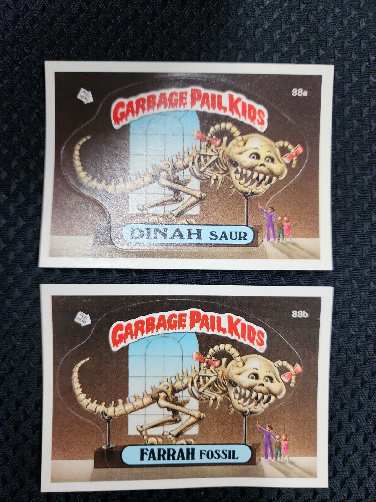 1986 Topps Garbage Pail Kids Gpk Series 3 Dinah Saur 88A & Farrah Fossil 88B
