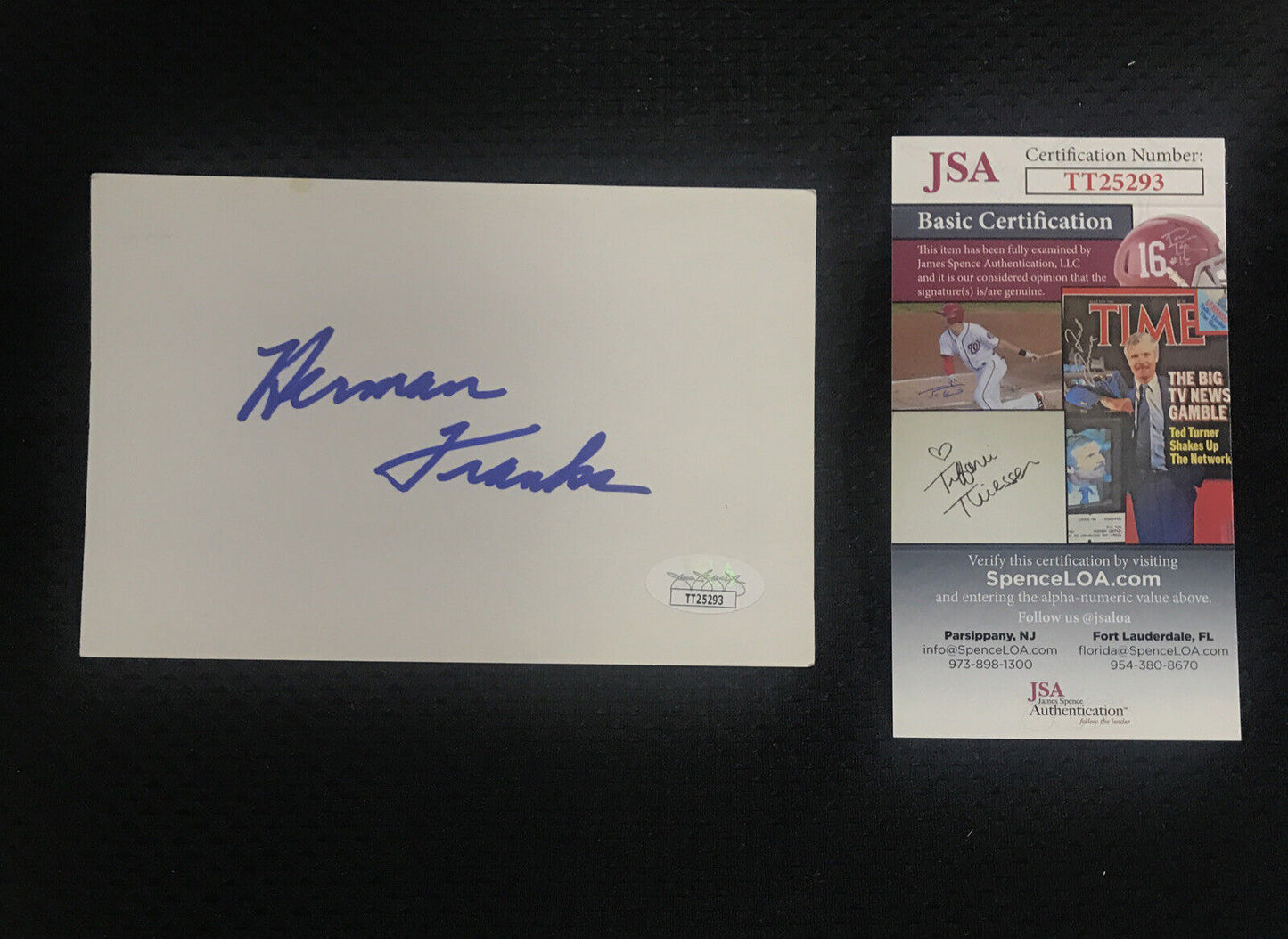 Herman Franks Signed 3x5 Index Card Brooklyn Dodgers JSA Authentic COA 🔥