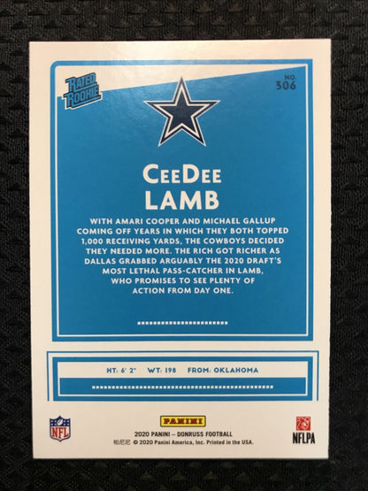 CeeDee Lamb 2020 Donruss #306 Rated Rookie SP RC Dallas Cowboys Mint