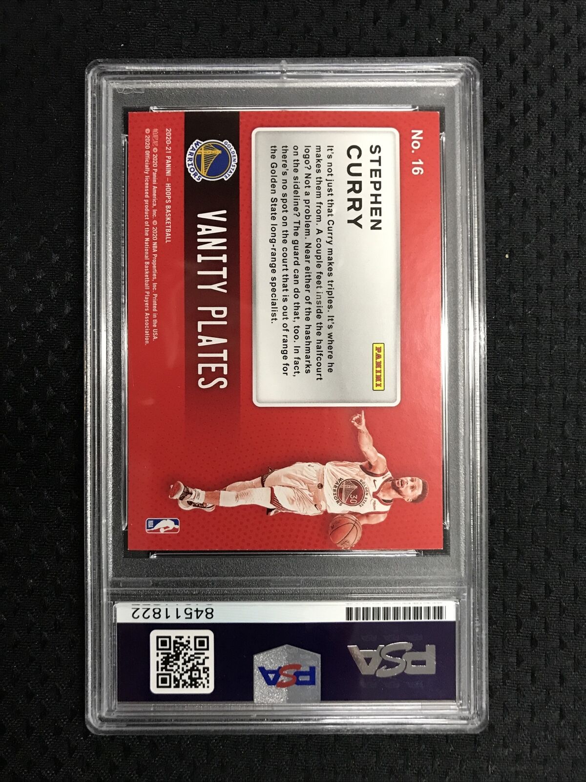 Stephen Curry Panini NBA Hoops #16 Vanity Plates On Card  Auto PSA