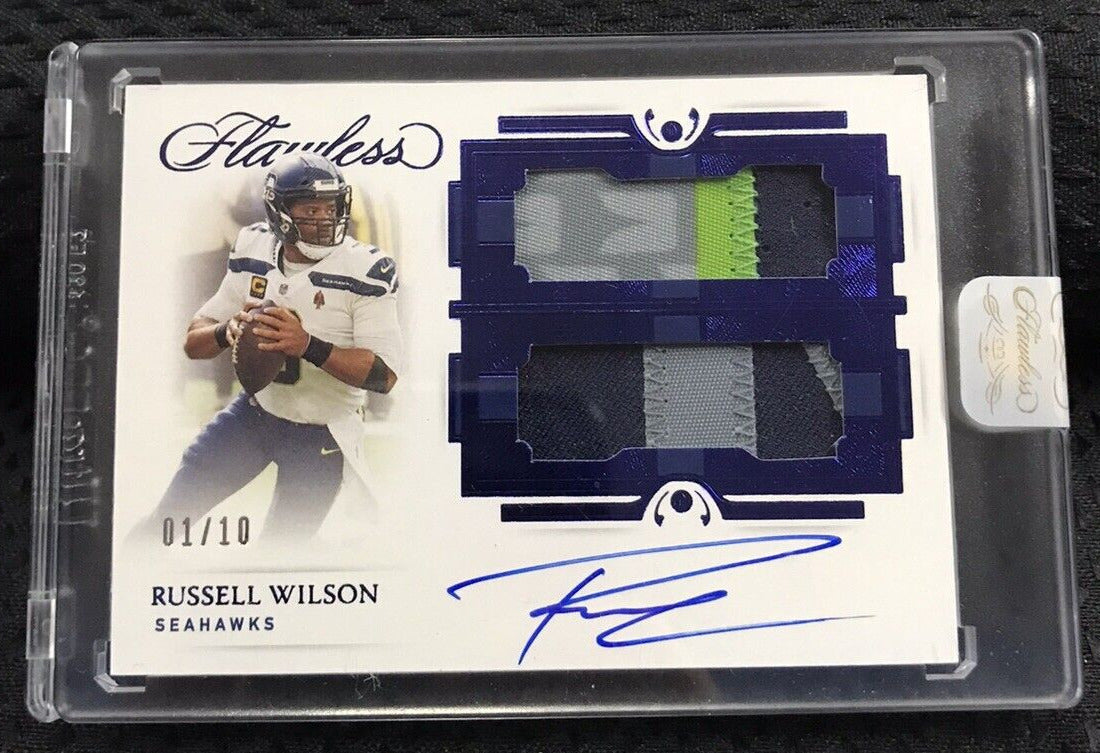 2021 PANINI FLAWLESS FOOTBALL RUSSELL WILSON DUAL PATCH AUTO 01/10 (1/1) 📈🔥