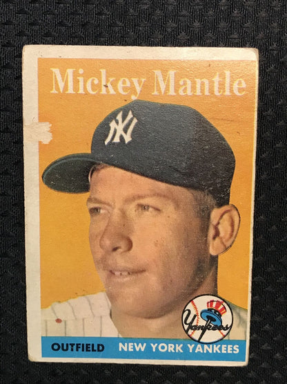 MICKEY MANTLE 1958 Topps Chewing Gum Baseball #150 (Yankees)
