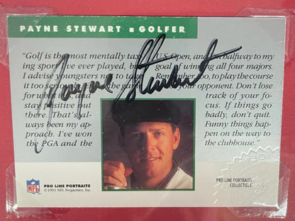 1991 Payne Stewart - Autographed NFL Football Card - Pro Line Portraits